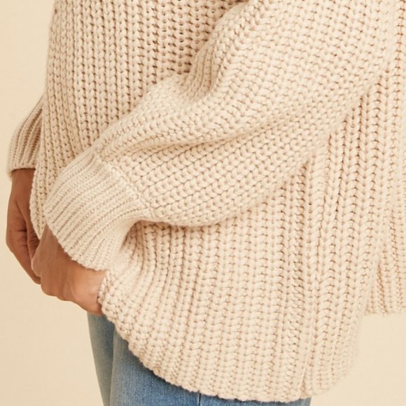 NEW Cotton Blend Chevron Pom Pom Knit SOFT Sweater - Picture 6 of 10